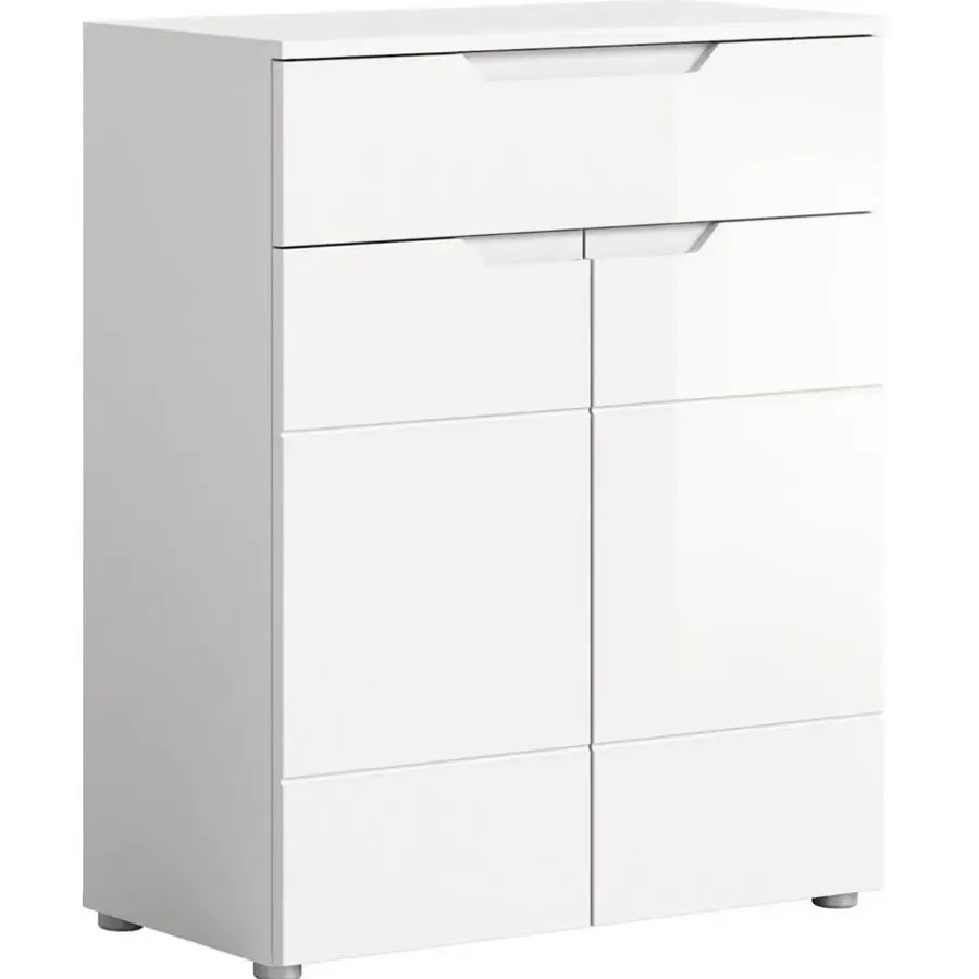 Merkloos Hioshop Solero schoenenkast 2 deuren- 1 lade wit hoogglans- wit