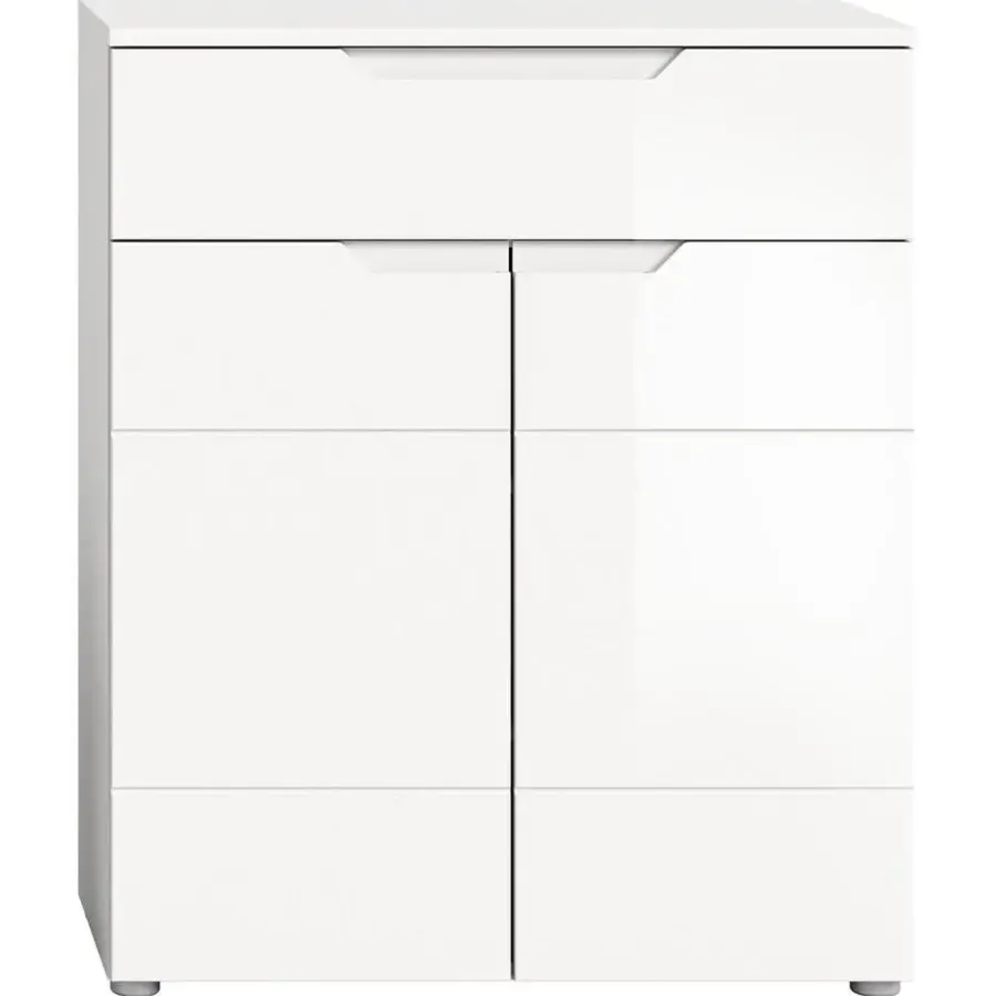 Merkloos Hioshop Solero schoenenkast 2 deuren- 1 lade wit hoogglans- wit