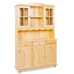 Buffetkasten-Hioshop Toswa vitrinekast 3 deuren- 2 glazen deuren- 3 lades- 2 open ruimtes