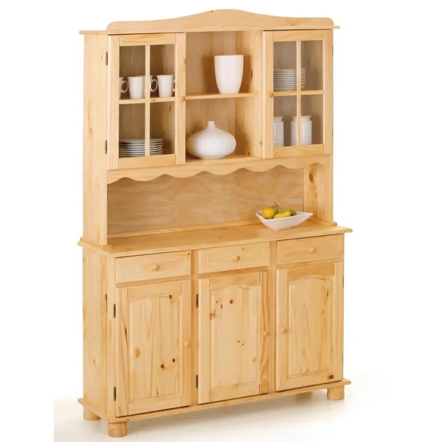 Buffetkasten-Hioshop Toswa vitrinekast 3 deuren- 2 glazen deuren- 3 lades- 2 open ruimtes