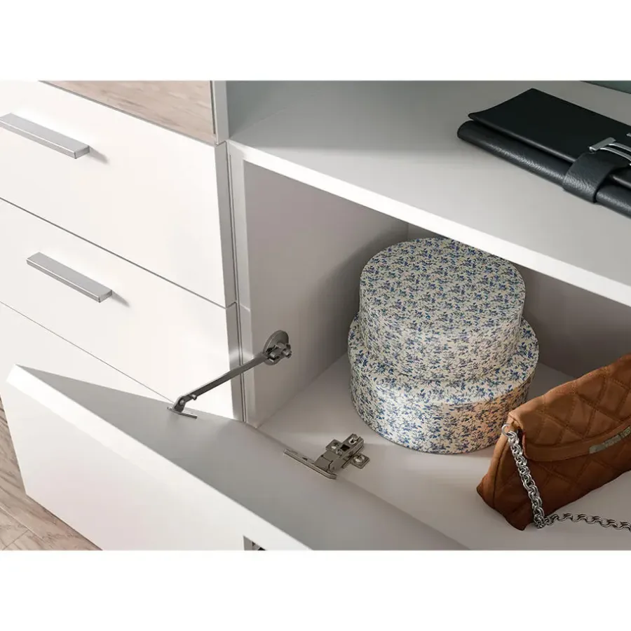 Schoenenkasten-Hioshop Vaga schoenenkast wandgemonteerd 104x39cm 1 klepdeur wit