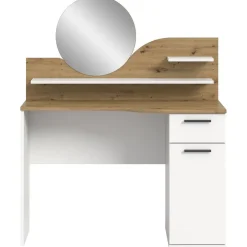 Kaptafels-Hioshop Vanity kaptafel met spiegel 1 lade 1 deur 2 planken wit