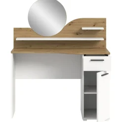 Kaptafels-Hioshop Vanity kaptafel met spiegel 1 lade 1 deur 2 planken wit