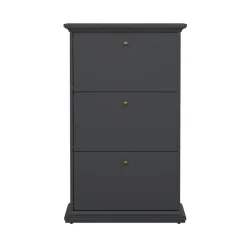 Schoenenkasten-Hioshop Venedig schoenenkast met 3 klepdeuren mat grijs