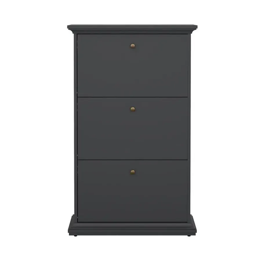 Schoenenkasten-Hioshop Venedig schoenenkast met 3 klepdeuren mat grijs