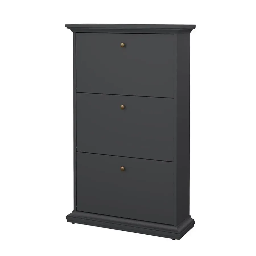 Schoenenkasten-Hioshop Venedig schoenenkast met 3 klepdeuren mat grijs