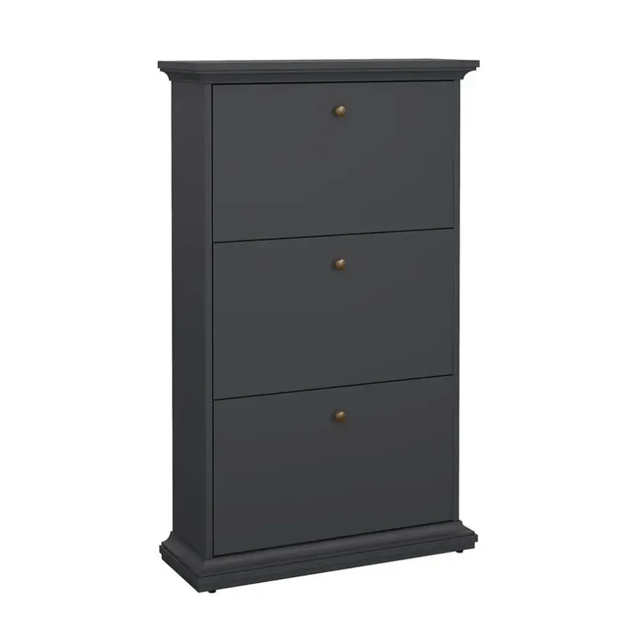 Schoenenkasten-Hioshop Venedig schoenenkast met 3 klepdeuren mat grijs