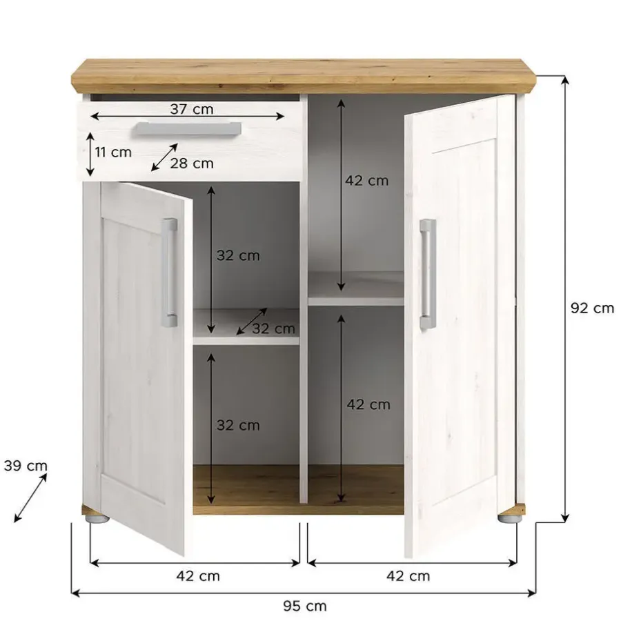 Dressoirs-Hioshop Verona dressoir 1 lade 2 deuren lariks decor