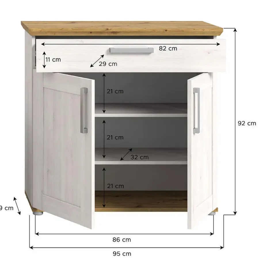 Schoenenkasten-Hioshop Verona schoenenkast 1 lade 2 deuren lariks decor