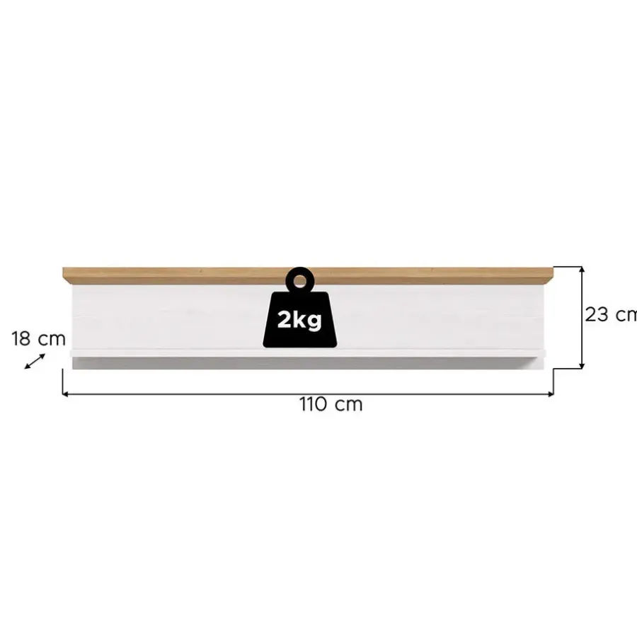 Wandplanken-Hioshop Verona wandplank wit- eik decor