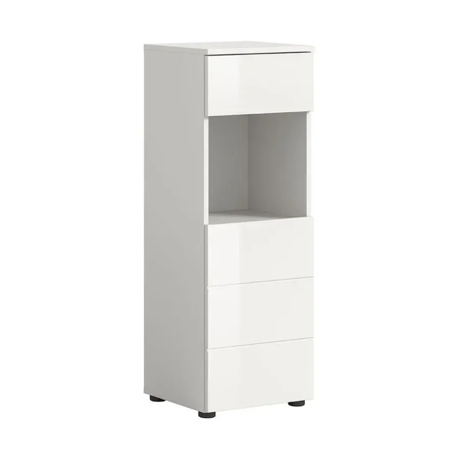 Hioshop Vira badkamerkast 1 lade 1 deur 1 vak wit hoogglans- wit