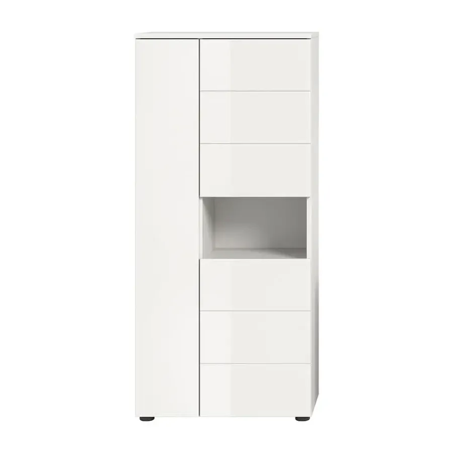 Hoge Kasten-Hioshop Vira badkamerkast 3 deuren 1 vak wit hoogglans- wit