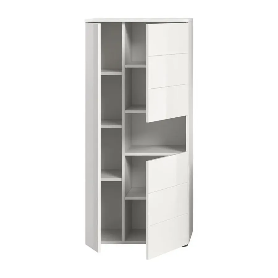 Hoge Kasten-Hioshop Vira badkamerkast 3 deuren 1 vak wit hoogglans- wit