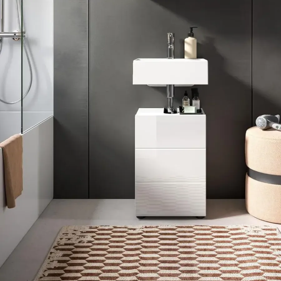 Merkloos Hioshop Vira wastafel 1 deur wit hoogglans- wit