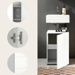Merkloos Hioshop Vira wastafel 1 deur wit hoogglans- wit