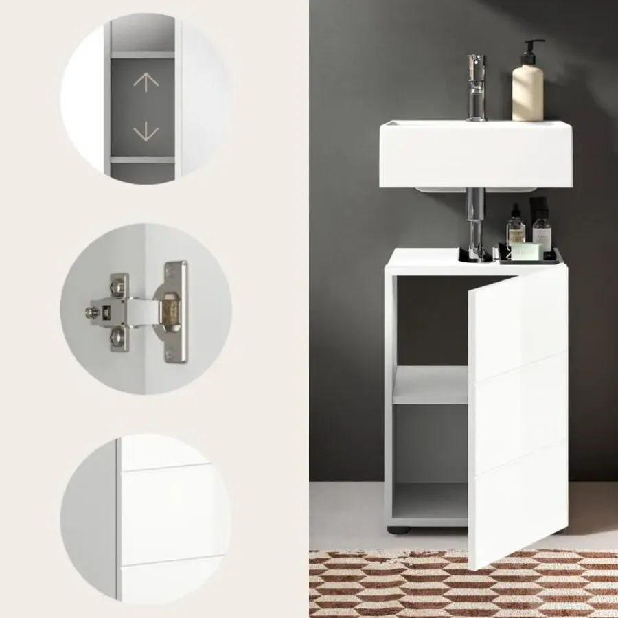 Merkloos Hioshop Vira wastafel 1 deur wit hoogglans- wit