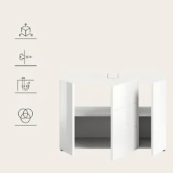 Wastafelkasten-Merkloos Hioshop Vira wastafel 3 deuren- 5 lades wit hoogglans- wit
