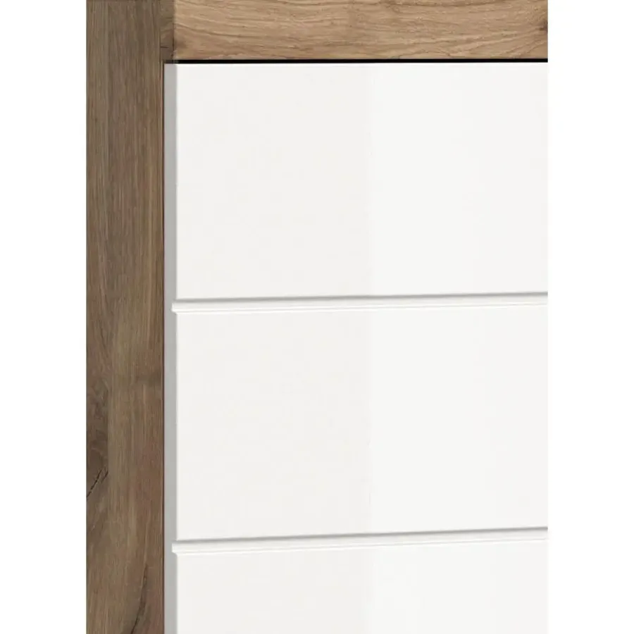 Wastafelkasten-Merkloos Hioshop Wave wastafel 2 deuren wit hoogglans- eiken decor