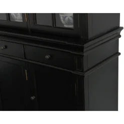 Buffetkasten-Hioshop Winkelkast buffetkast vitrine met opzet antiek zwart massief hout