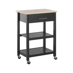 Trolleys-Beliani HIUMA - Keukentrolley - Zwart - Rubberhout