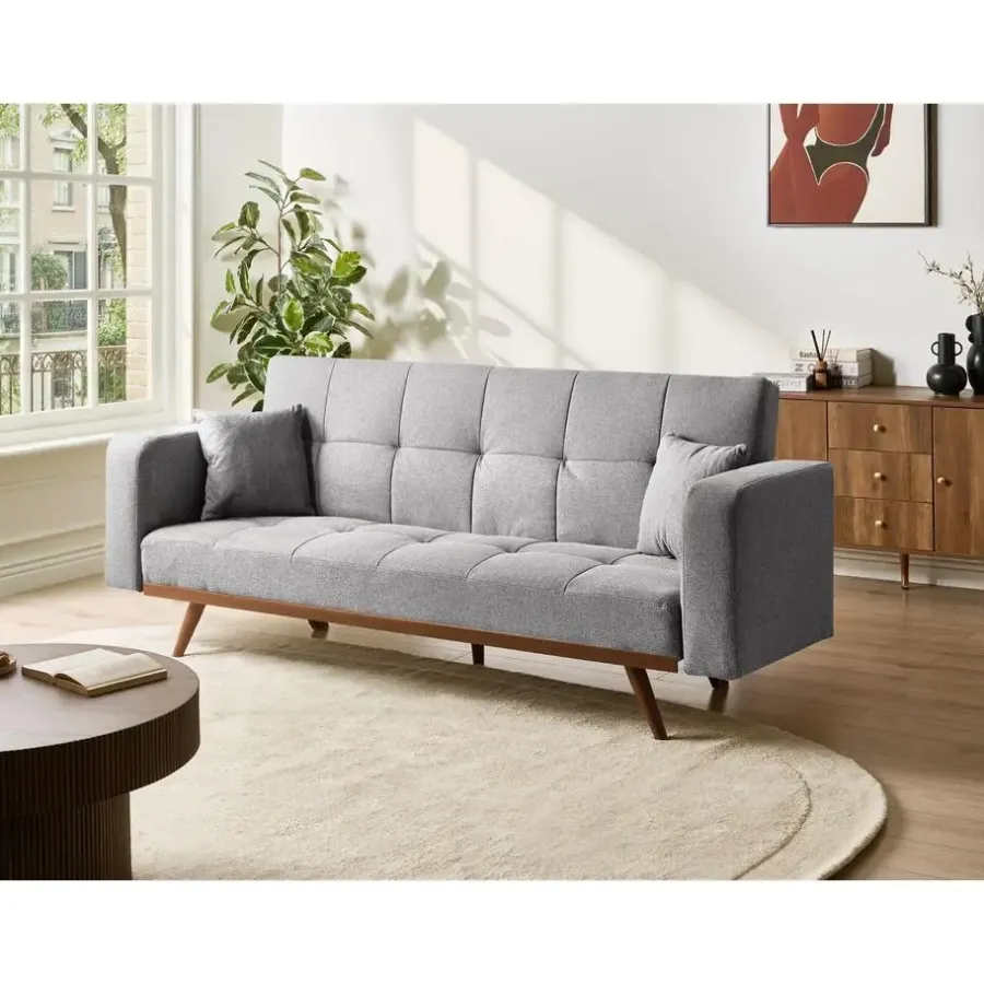 Slaapbanken|Slaapbanken-Leen Bakker HJULBY - Driezitsbank - Donkergrijs - Polyester