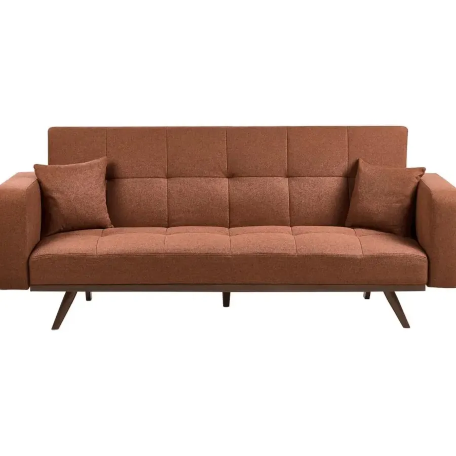 Slaapbanken|Slaapbanken-Leen Bakker HJULBY - Driezitsbank - Goudbruin - Polyester
