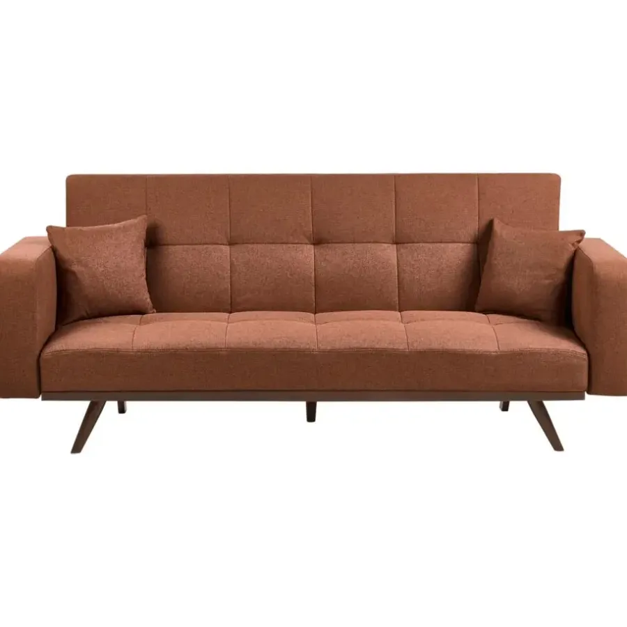 Slaapbanken|Slaapbanken-Leen Bakker HJULBY - Driezitsbank - Goudbruin - Polyester