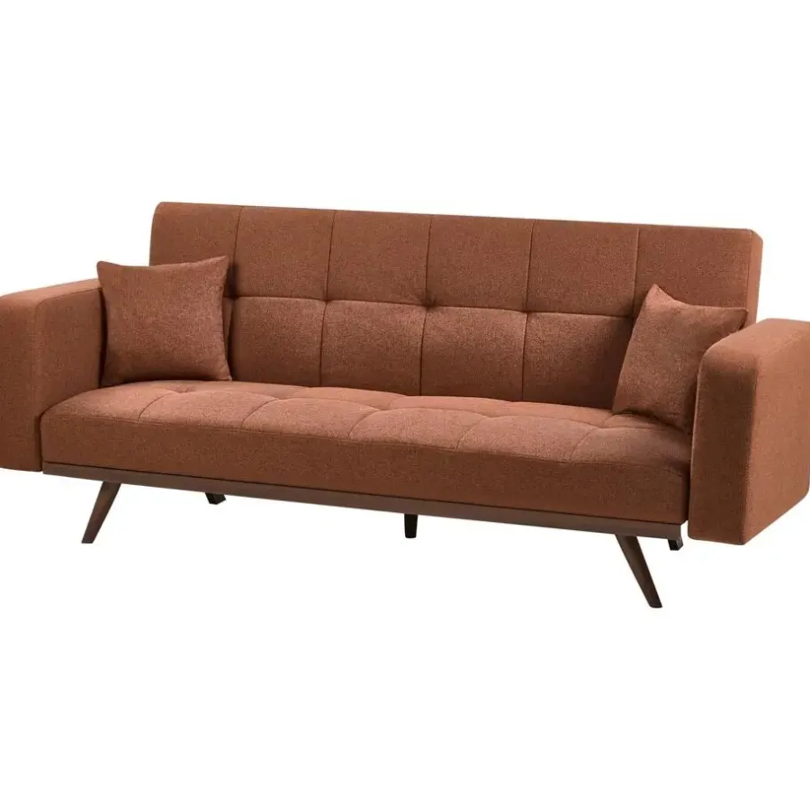 Slaapbanken|Slaapbanken-Leen Bakker HJULBY - Driezitsbank - Goudbruin - Polyester