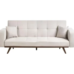 Slaapbanken|Slaapbanken-Leen Bakker HJULBY - Driezitsbank - Lichtbeige - Polyester
