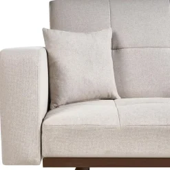 Slaapbanken|Slaapbanken-Leen Bakker HJULBY - Driezitsbank - Lichtbeige - Polyester