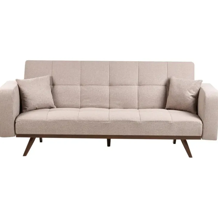 Slaapbanken|Slaapbanken-Leen Bakker HJULBY - Driezitsbank - Lichtbruin - Polyester