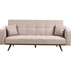 Slaapbanken|Slaapbanken-Leen Bakker HJULBY - Driezitsbank - Lichtbruin - Polyester