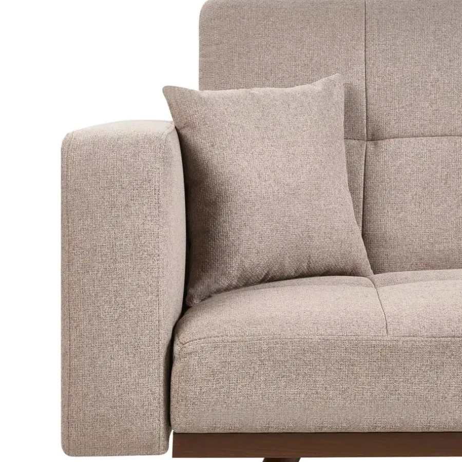 Slaapbanken|Slaapbanken-Leen Bakker HJULBY - Driezitsbank - Lichtbruin - Polyester