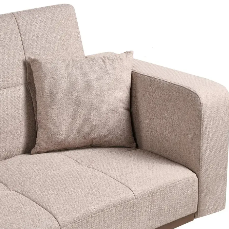 Slaapbanken|Slaapbanken-Leen Bakker HJULBY - Driezitsbank - Lichtbruin - Polyester
