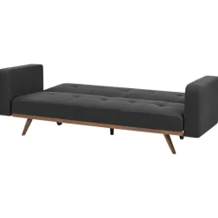 Slaapbanken|Slaapbanken-Leen Bakker HJULBY - Driezitsbank - Zwart - Polyester