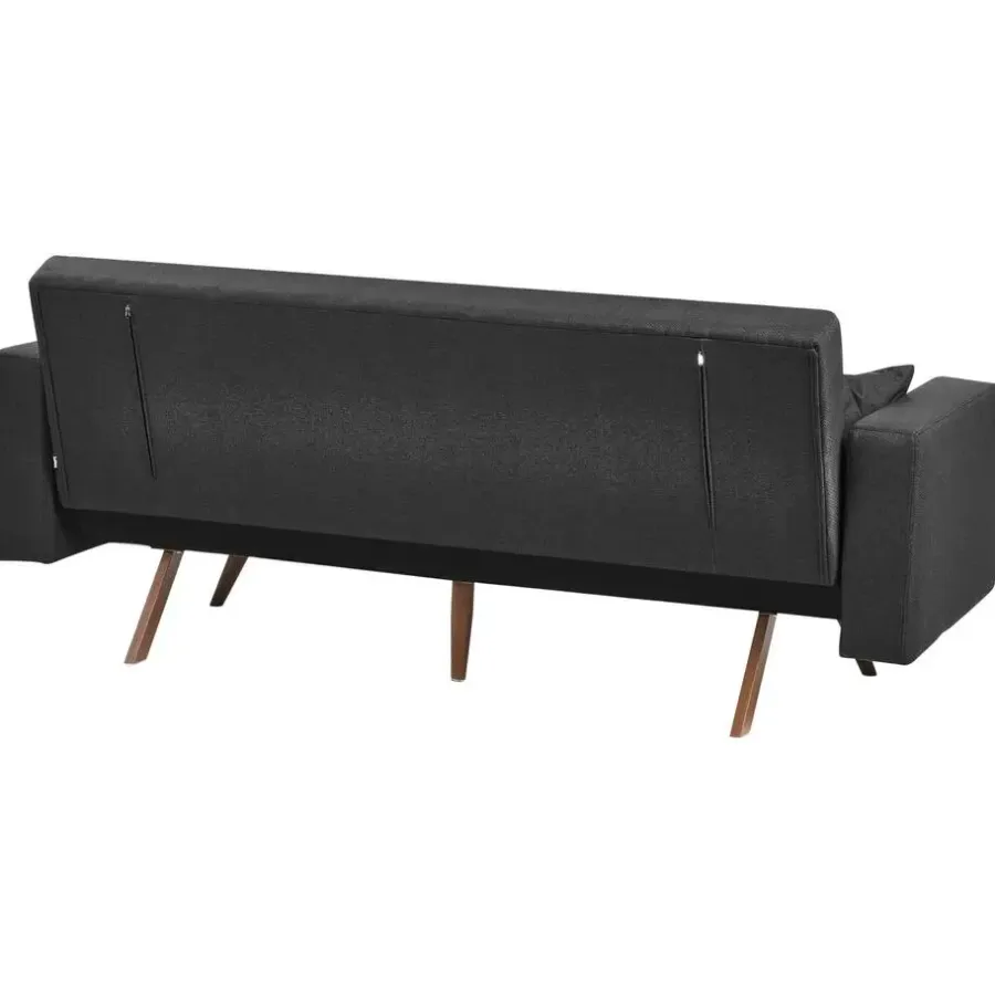 Slaapbanken|Slaapbanken-Leen Bakker HJULBY - Driezitsbank - Zwart - Polyester