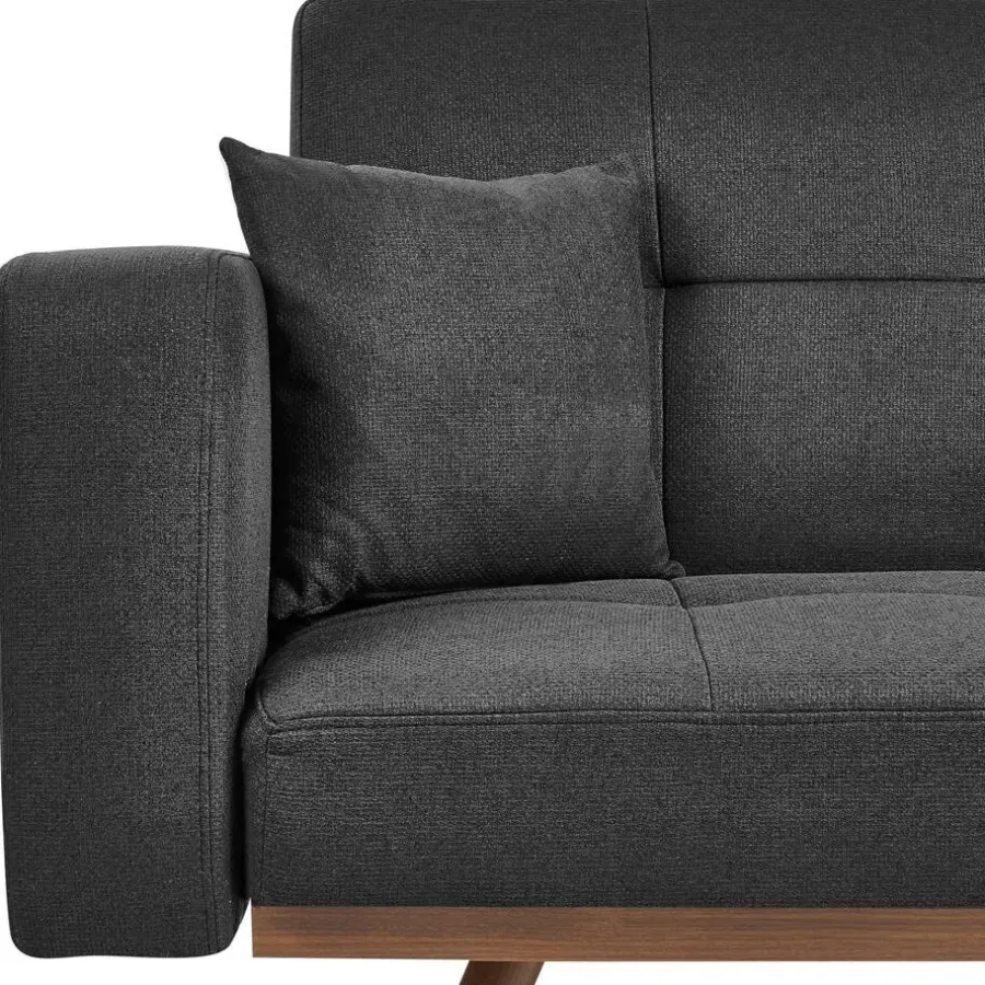 Slaapbanken|Slaapbanken-Leen Bakker HJULBY - Driezitsbank - Zwart - Polyester