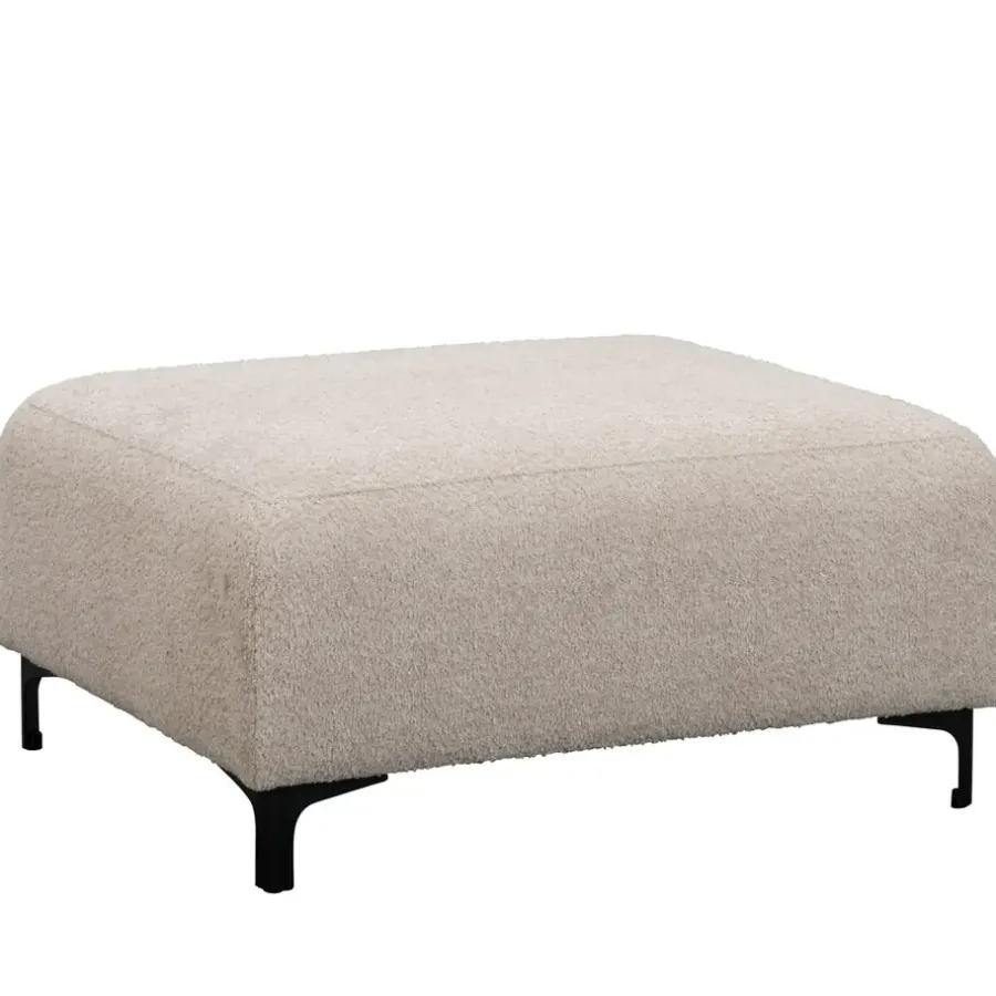 Hockers En Voetenbanken-Leen Bakker Hocker Elsa - stof Anthology - beige - 46x99x77 cm