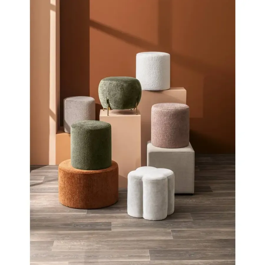 Leen Bakker Hocker Wenen - crème - 40xØ37 cm