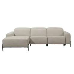 Hoekbanken-Leen Bakker Hoekbank Dave links - elektrisch verstelbaar - stof Pure - lichtgrijs
