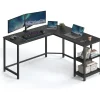 Bureaus-Merkloos Hoekbureau - vintage - 2 legplanken - 138x76x138 cm - zwart