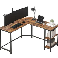 Hoekbureaus-Merkloos Hoekbureau - vintage - 2 legplanken - 138x76x138 cm - vintage bruin