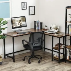 Hoekbureaus-Merkloos Hoekbureau - vintage - 2 legplanken - 138x76x138 cm - vintage bruin