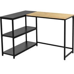 Hoekbureaus-Emob Exclusive Hoekbureau Schmitt - 110x80x76cm - met opbergruimte - eikdecor/zwart