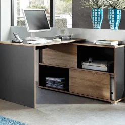 Hoekbureaus-Germania Hoekbureau Tyson 120x120 cm - antraciet/eik