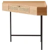 Bureaus-Nordlys Hoekbureau van hout en rotan met 1 lade en metalen poten