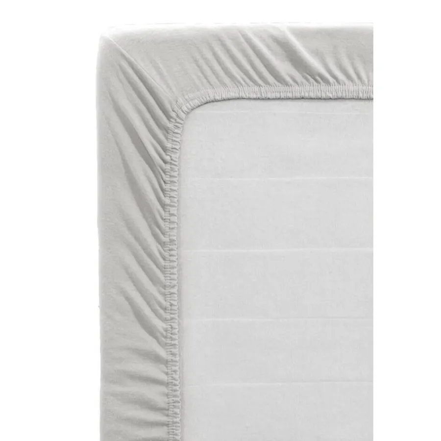 Hoeslakens-Leen Bakker Hoeslaken Jersey - lichtgrijs - 90x200 cm