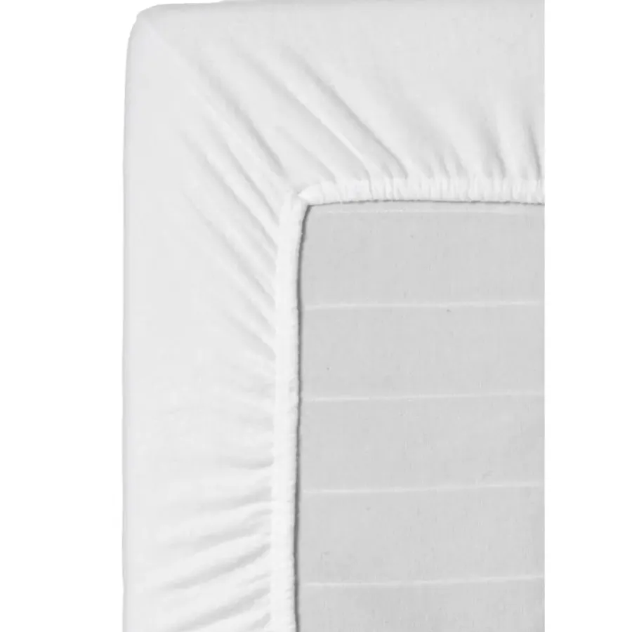 Matrasbeschermers En Moltons-Leen Bakker Hoeslaken Molton stretch - wit - 80x200 cm