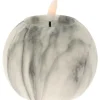 Kaarsen-Home & Styling luxe LED bolkaars -wit/grijs marmer -D10 x H7, cm