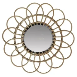 Home & Styling Ronde wandspiegel bohemian - bruin - bamboo- D45cm